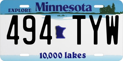 MN license plate 494TYW