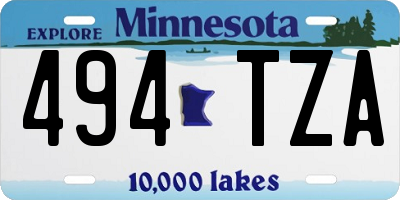 MN license plate 494TZA