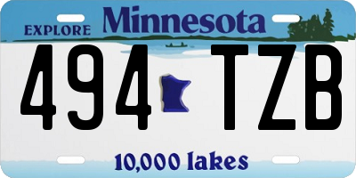MN license plate 494TZB