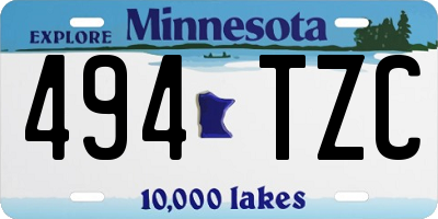 MN license plate 494TZC