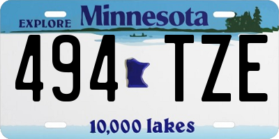 MN license plate 494TZE