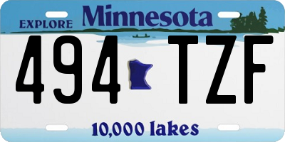 MN license plate 494TZF
