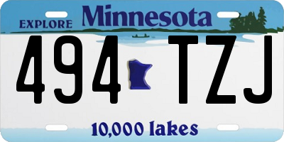 MN license plate 494TZJ
