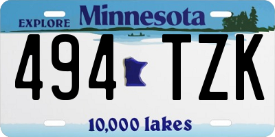 MN license plate 494TZK