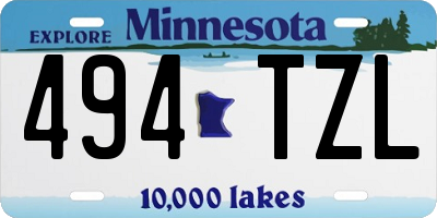 MN license plate 494TZL