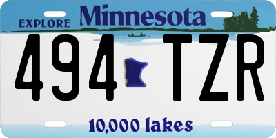 MN license plate 494TZR