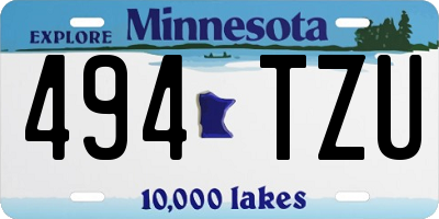 MN license plate 494TZU