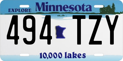 MN license plate 494TZY