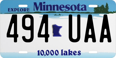 MN license plate 494UAA