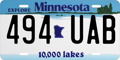 MN license plate 494UAB
