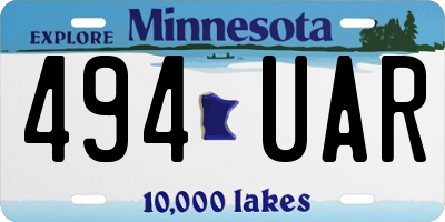 MN license plate 494UAR