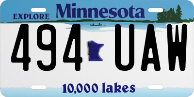 MN license plate 494UAW