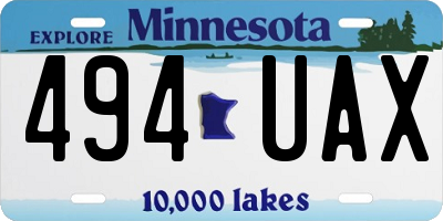 MN license plate 494UAX