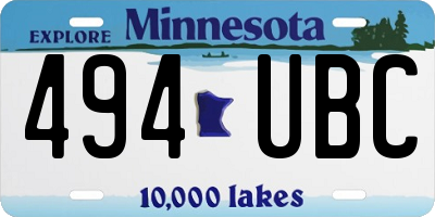 MN license plate 494UBC