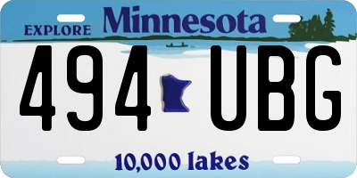 MN license plate 494UBG