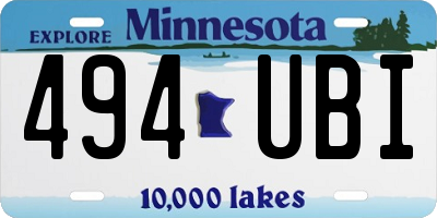 MN license plate 494UBI
