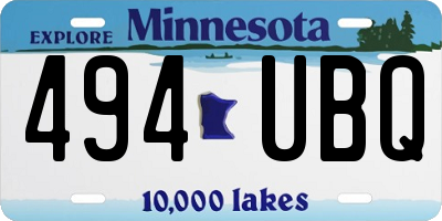 MN license plate 494UBQ