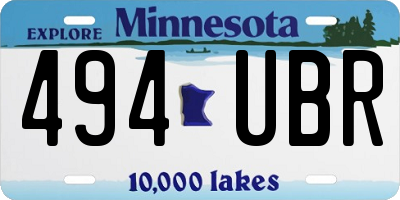 MN license plate 494UBR