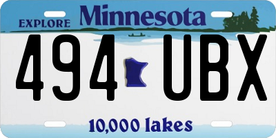 MN license plate 494UBX