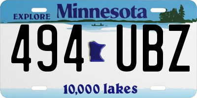MN license plate 494UBZ