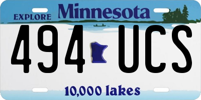 MN license plate 494UCS