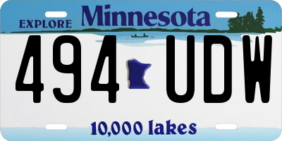 MN license plate 494UDW