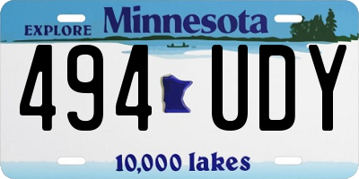 MN license plate 494UDY