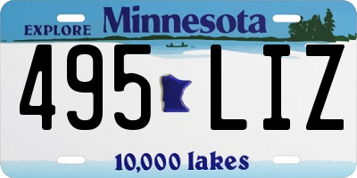MN license plate 495LIZ