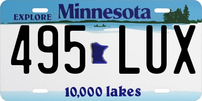 MN license plate 495LUX