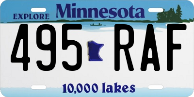 MN license plate 495RAF