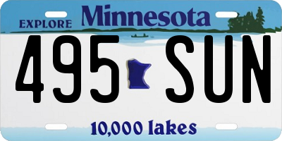 MN license plate 495SUN