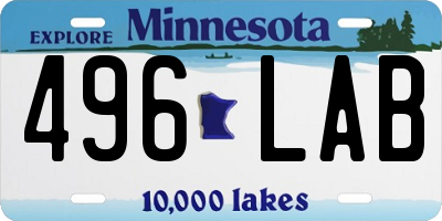 MN license plate 496LAB