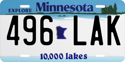 MN license plate 496LAK