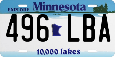 MN license plate 496LBA