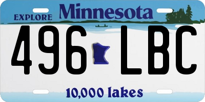 MN license plate 496LBC