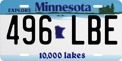 MN license plate 496LBE