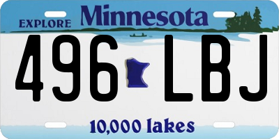 MN license plate 496LBJ