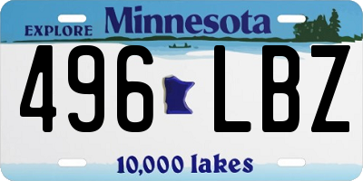 MN license plate 496LBZ