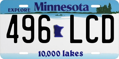 MN license plate 496LCD