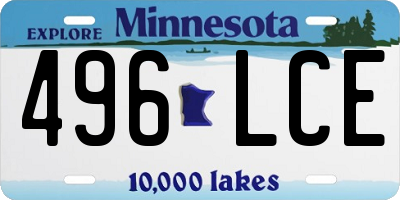 MN license plate 496LCE