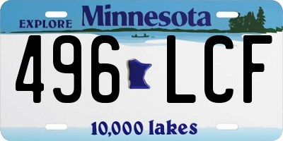 MN license plate 496LCF