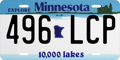 MN license plate 496LCP