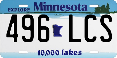 MN license plate 496LCS