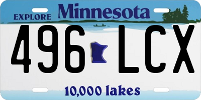 MN license plate 496LCX