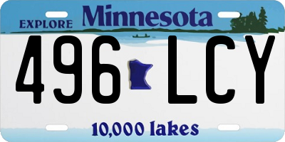 MN license plate 496LCY