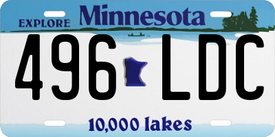 MN license plate 496LDC