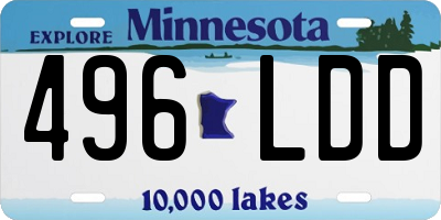 MN license plate 496LDD