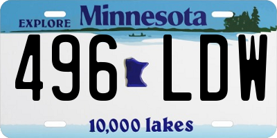 MN license plate 496LDW