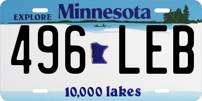 MN license plate 496LEB