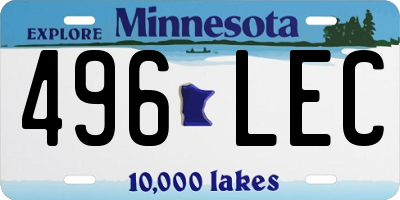 MN license plate 496LEC